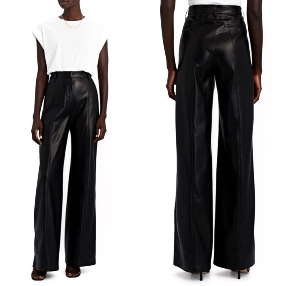 Nanushka Cleo Faux Leather High Waist - Wide-Leg Pants